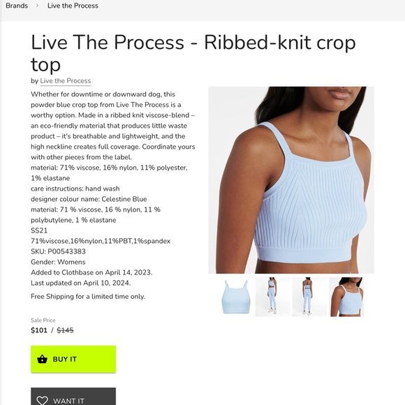 Live The Process - Ribbed-knit White crop top Bralette Sz medium M NWT - Picture 5 of 7